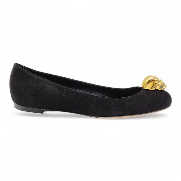 Alexander McQueen Classic Skull Leather Ballerinas Flats Shoes NIB Black 35.5 - Picture 3 of 9
